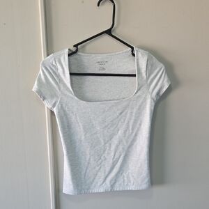 American Eagle Outfitters White Fitted Short Sleeve Tee